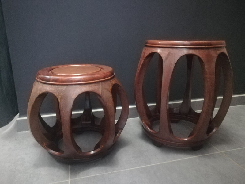 2 chinese exotic wood stools
