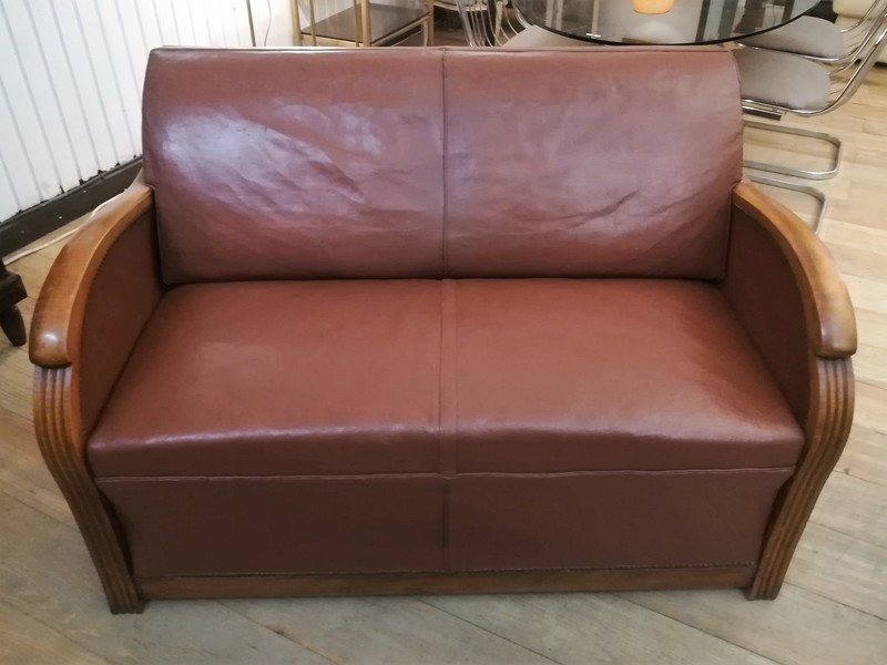 Art deco leather sofa
