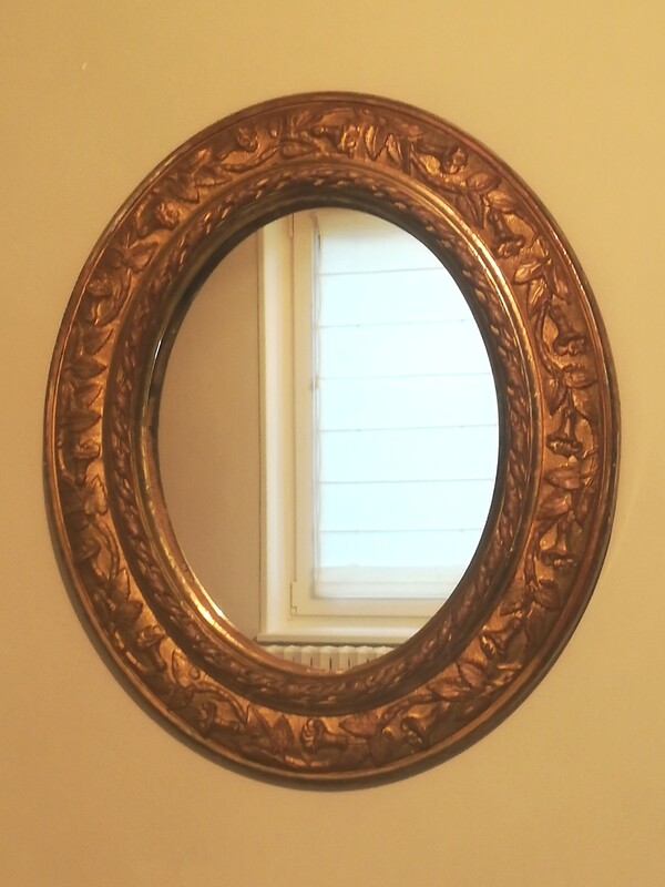Art nouveau gilt srucco oval mirror