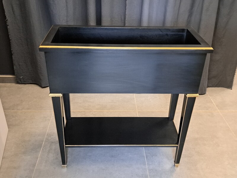 Black lacquered and gilt bronze M.Hirch stamped planter