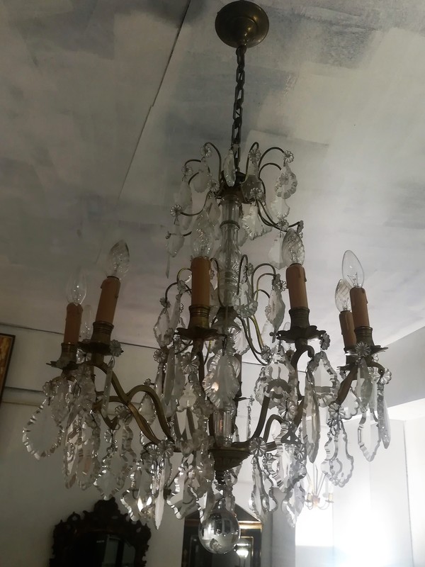Bronze and crystal 10 lights chandelier 