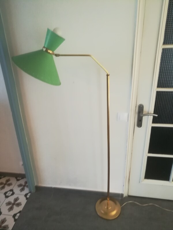 Gilded brass R. Mathieu for Lunel diabolo lamp floor