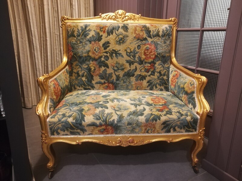 Gilded wood Napoleon III marquise sofa 