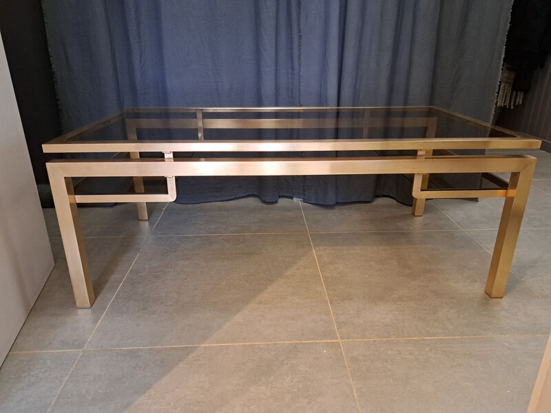 Gilt brass and smocked glasses Guy Lefevre coffee table