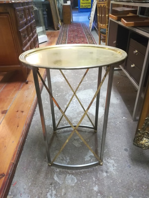 Gold metal and brushed metal coffee table  