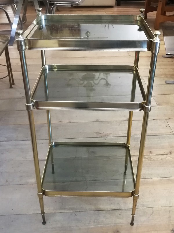 Golden brass and smoked glass bolster