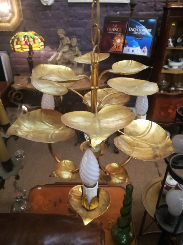 Hans Kögl gold-plated water lily chandelier