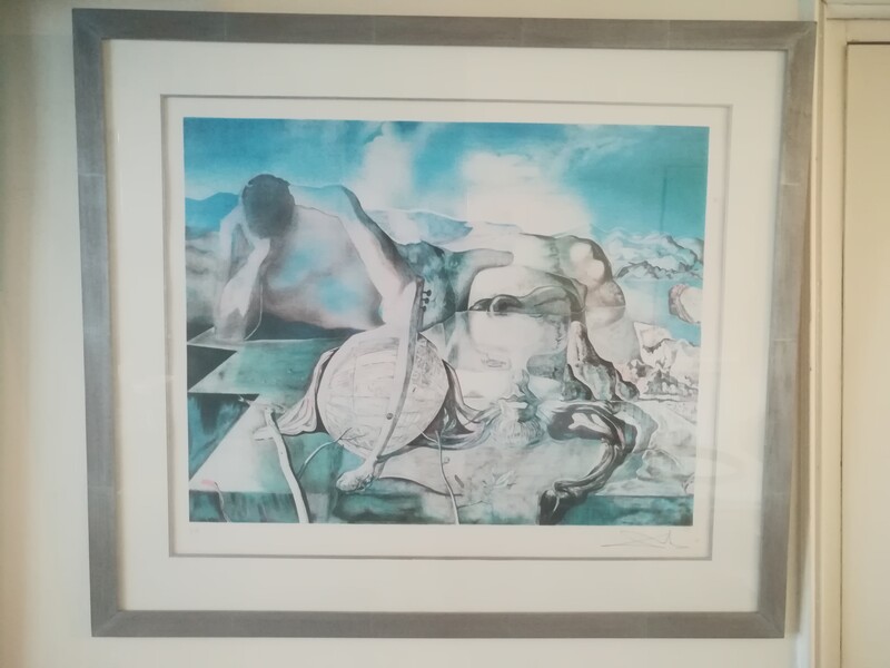 Lithograph on glass framed paper signed Dali artist proof