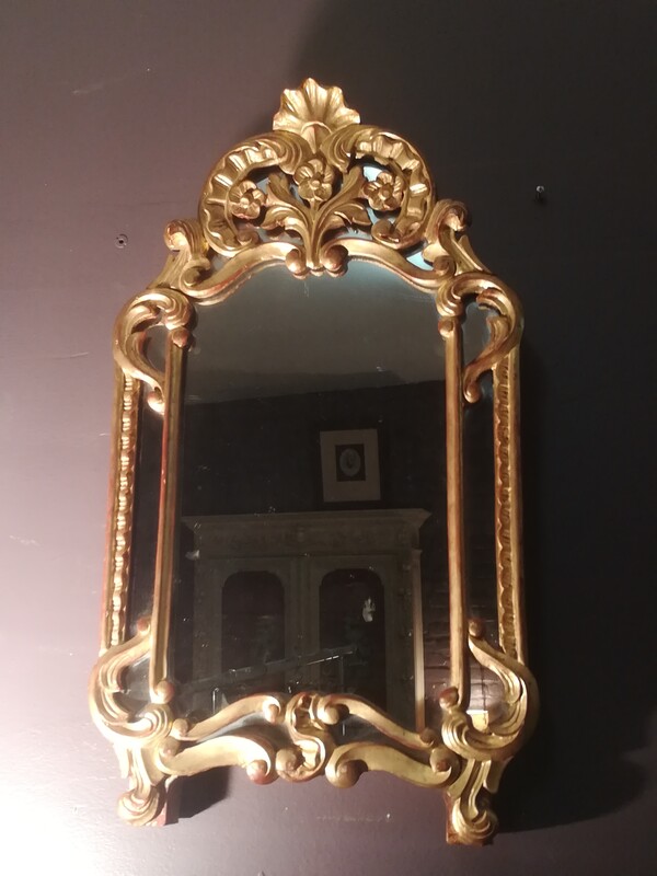 Louis XV gilded wood bead mirror