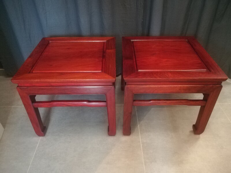 Pair of exotic wood chinese coffee tables