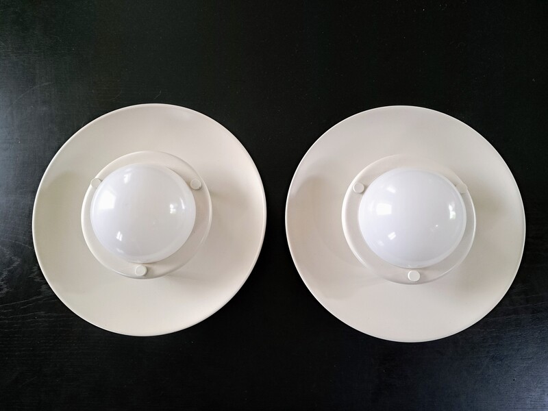 Pair of lacquered metal ceiling lights