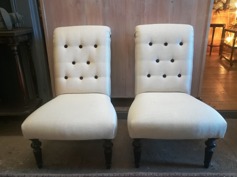 Pair of Napoleon III style padded low chairs