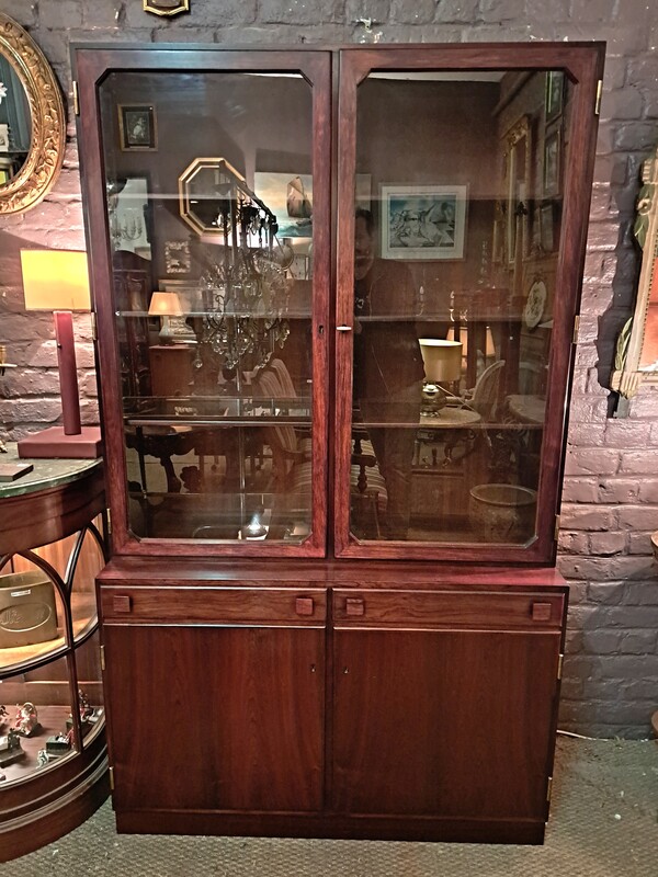 Rosewood O. Bank Larsen danish glass 2 parts bookcase