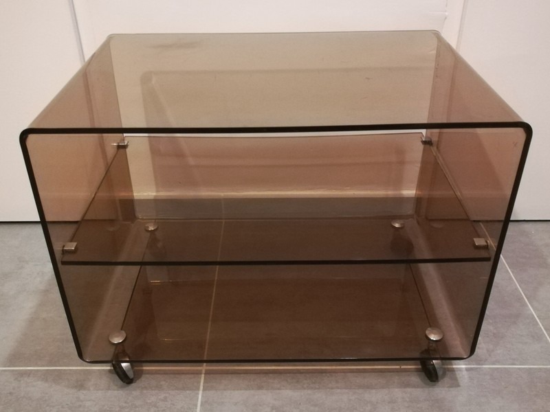 Smocked plexiglass with casters Michel Dumas coffee table